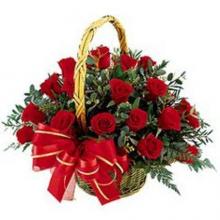 Basket of 18 Red Roses